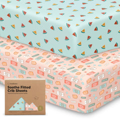 KeaBabies Beach Day crib sheet closeup fabric shows soft organic cotton for gentle naps