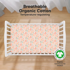 KeaBabies Beach Day crib sheet folded demonstrates compact storage and quick setup
