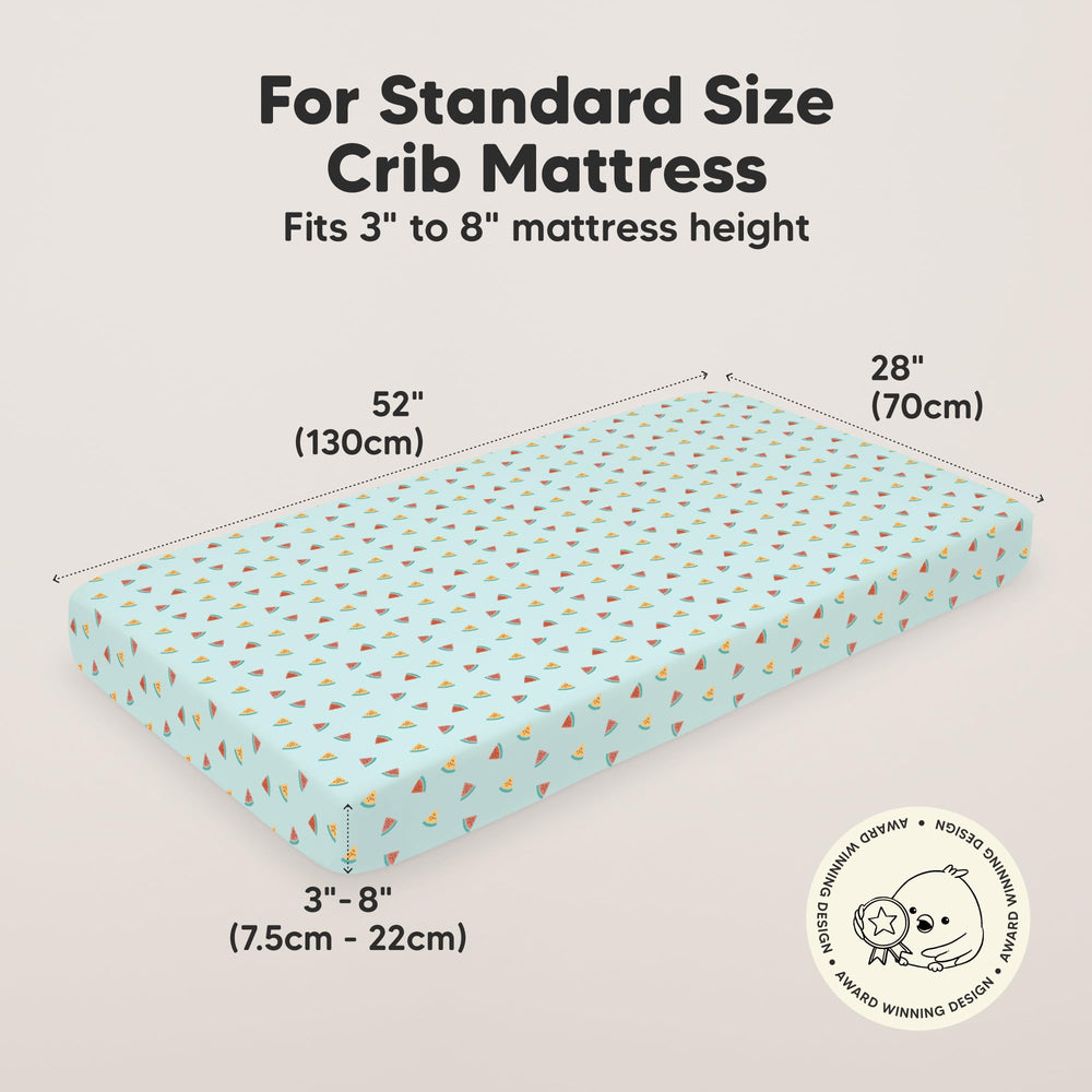 KeaBabies Beach Day crib sheet on mattress highlights breathable jersey for daytime sleep