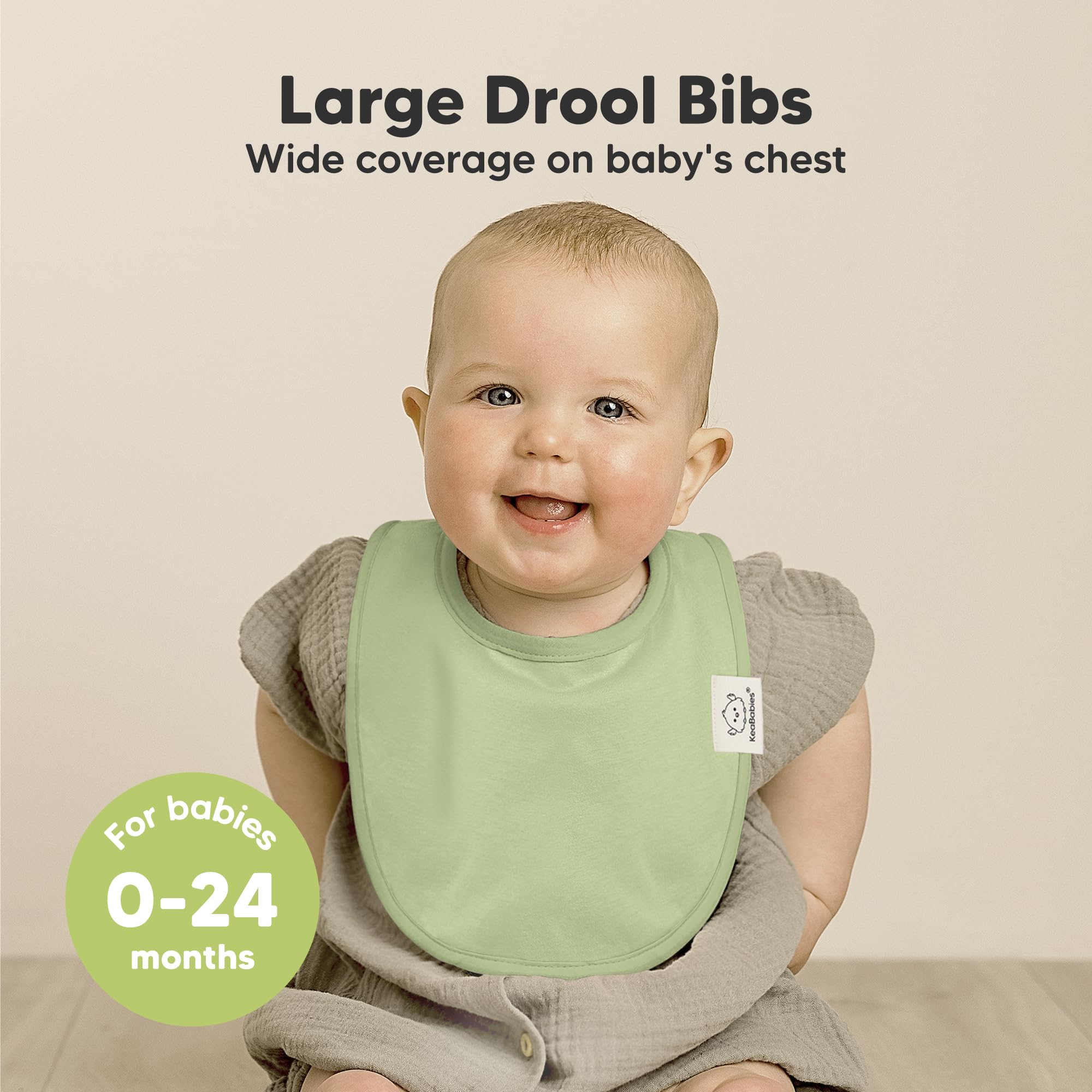 KeaBabies bib with absorbent, water-resistant layer showing dual-layer protection.