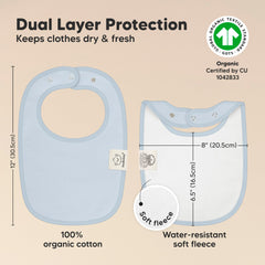KeaBabies large coverage bib on a baby, protecting torso during drool.
