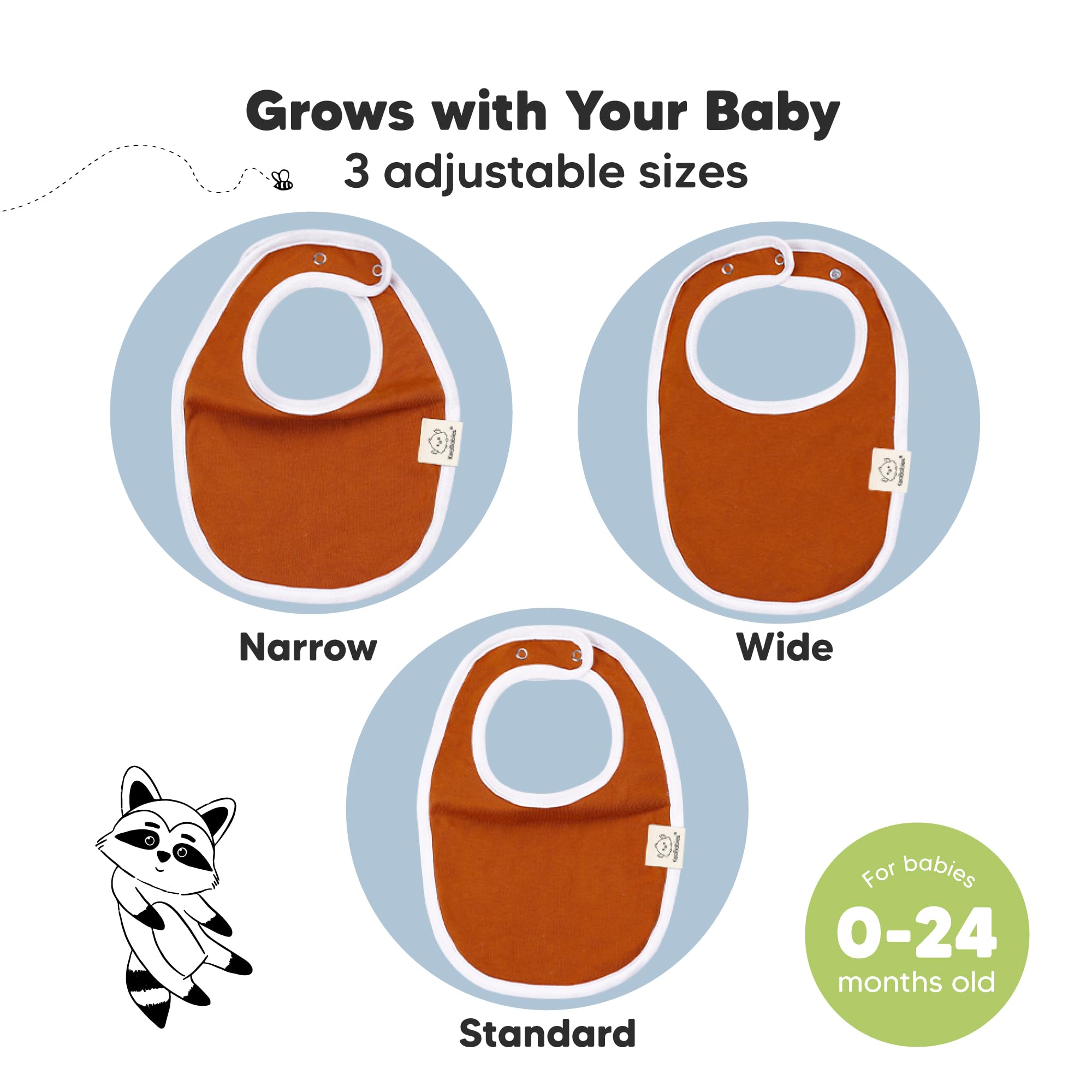 KeaBabies adjustable nickel-free snaps image for comfy secure fit.