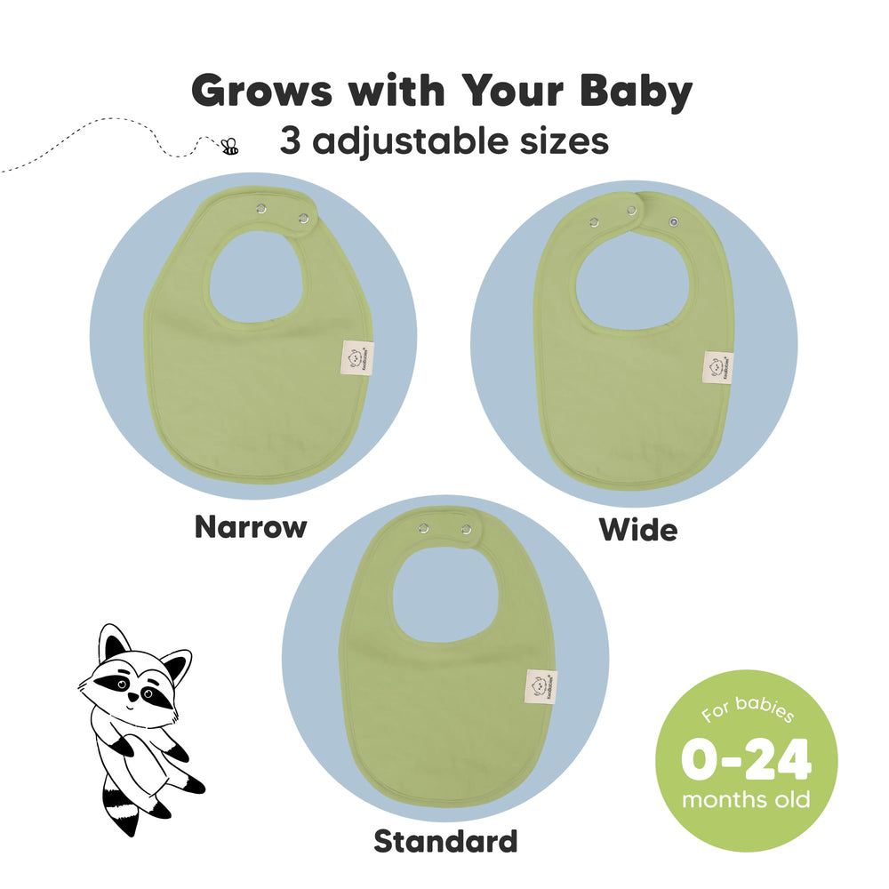 KeaBabies bibs with adjustable snaps and soft seams for comfortable growth.