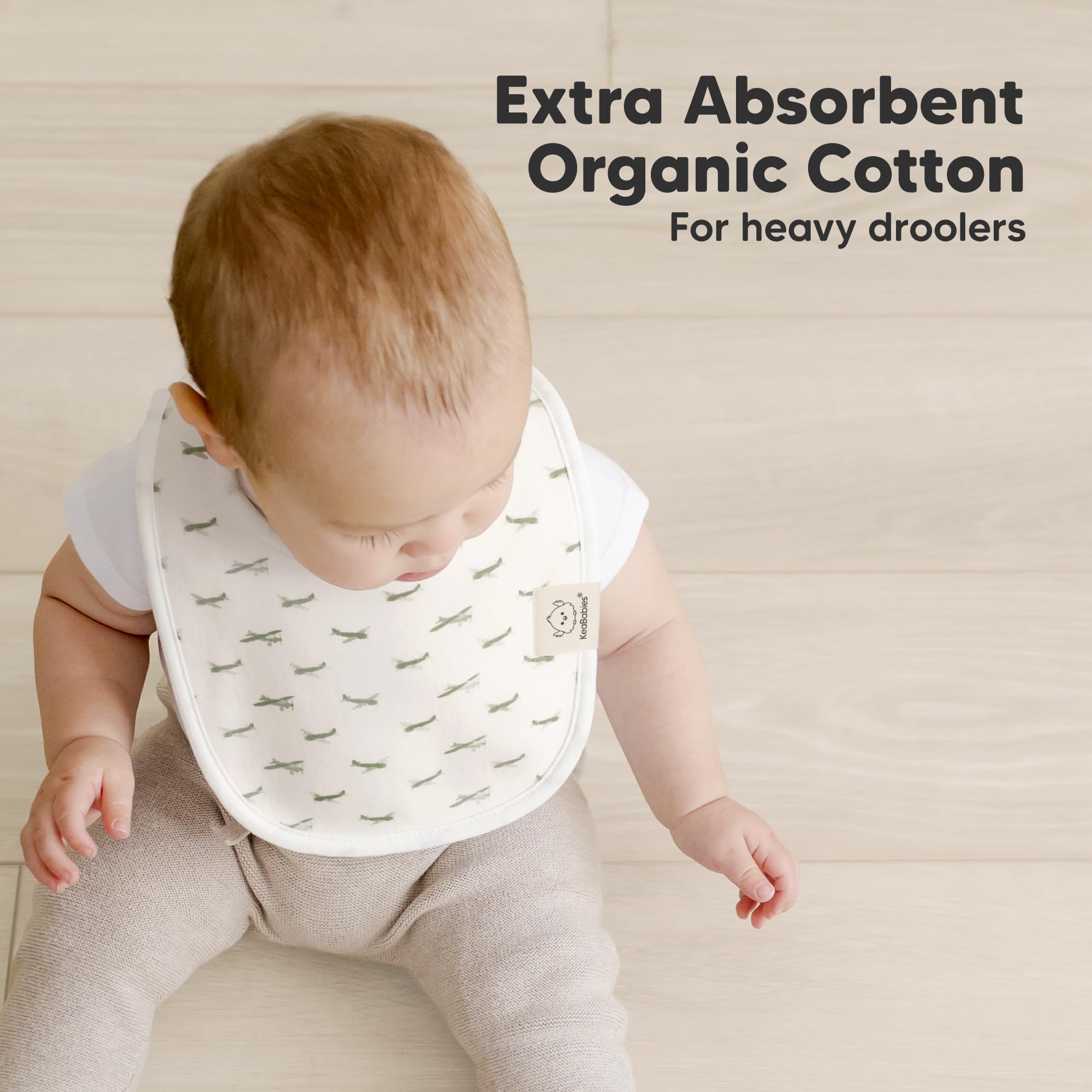 KeaBabies bibs with nickel-free snaps and soft seams for comfy wear.