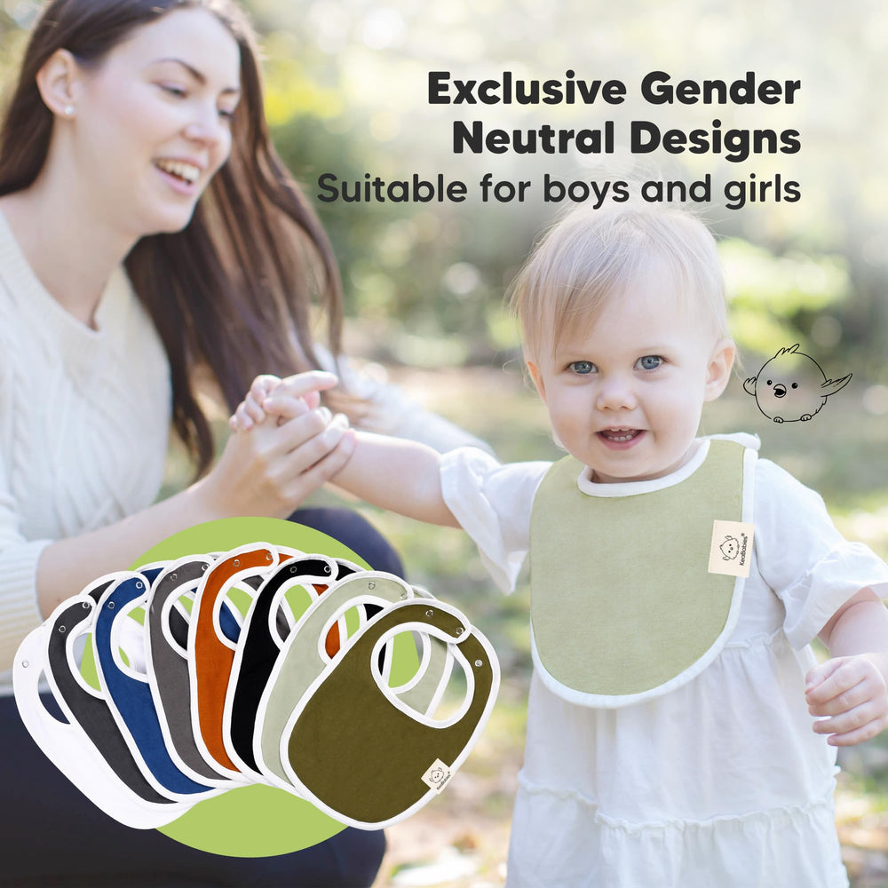KeaBabies full-coverage torso design helps keep outfits clean during teething and spills.