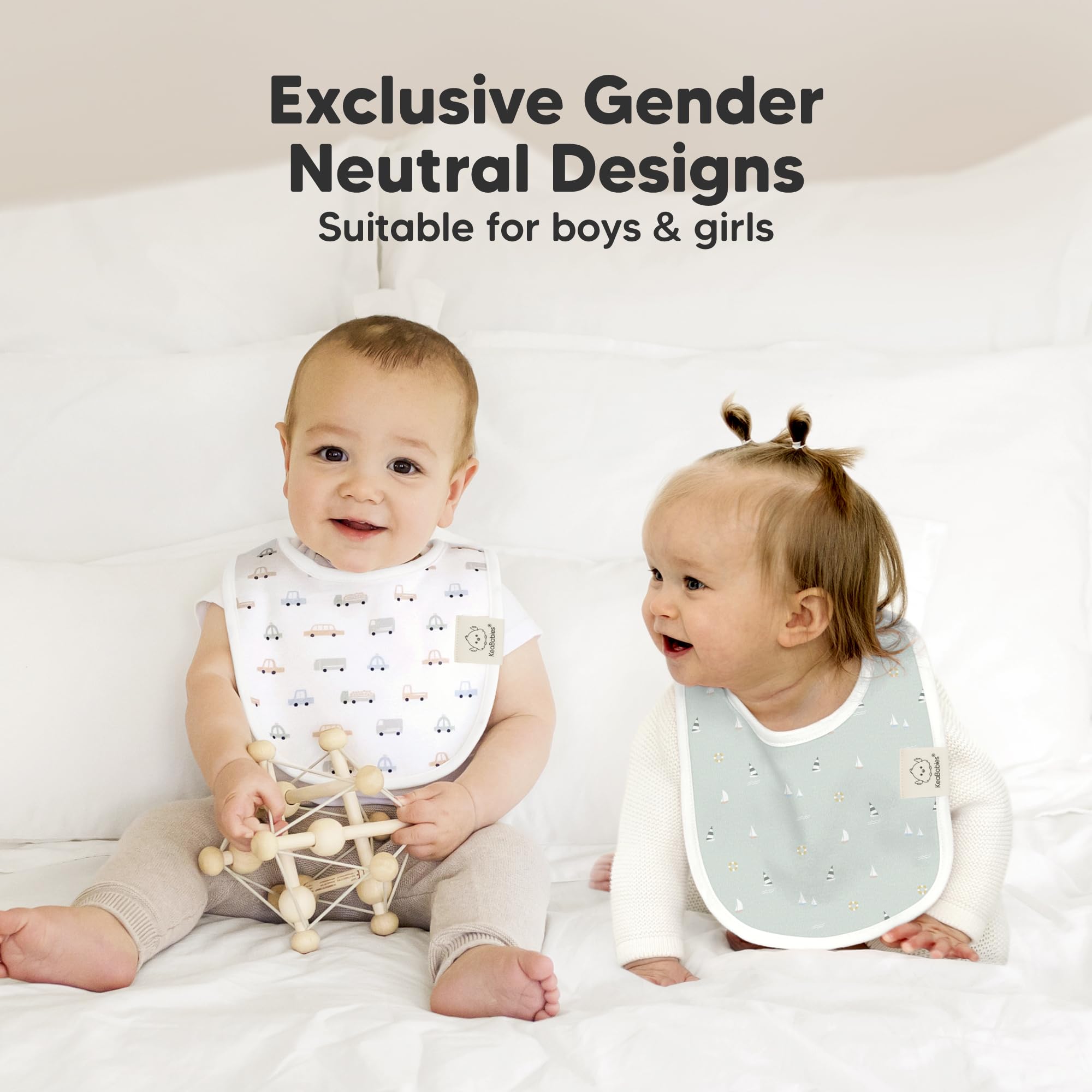 KeaBabies unisex bibs fit newborn to 24 months for growing babies.