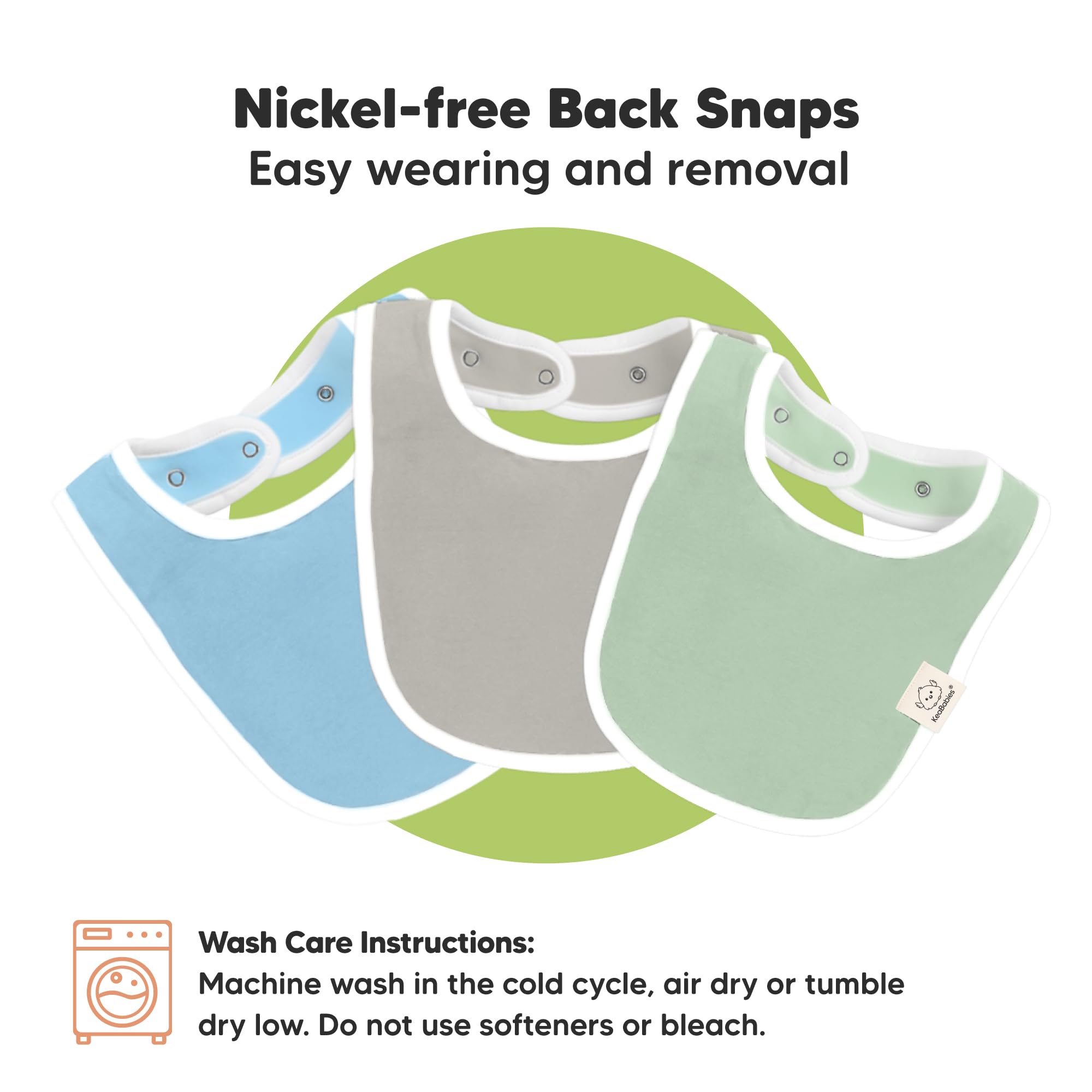 KeaBabies bibs with water-resistant back layer for quick mess cleanup