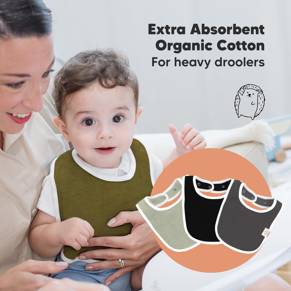 KeaBabies bibs with water-resistant fleece backing for added absorption and dryness.
