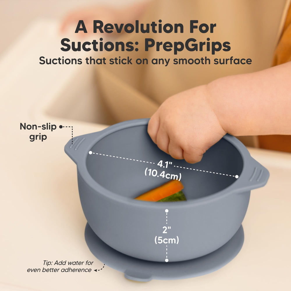 KeaBabies bowls-easy-scoop-edge-stopper simplifies scooping for parents during meals.