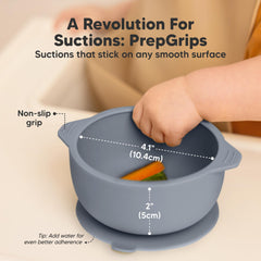 KeaBabies bowls-easy-scoop-edge-stopper simplifies scooping for parents during meals.