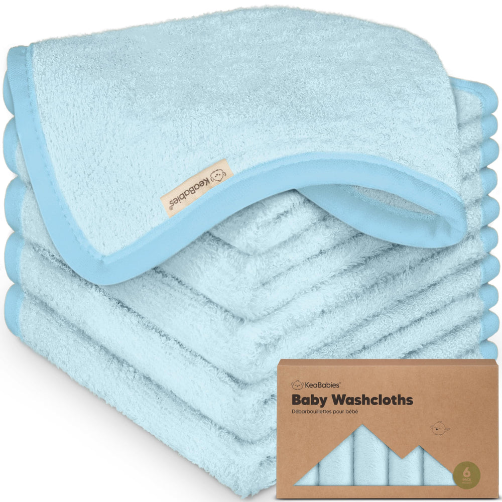 KeaBabies Bravo Blue washcloths offer plush bamboo softness for gentle baths.
