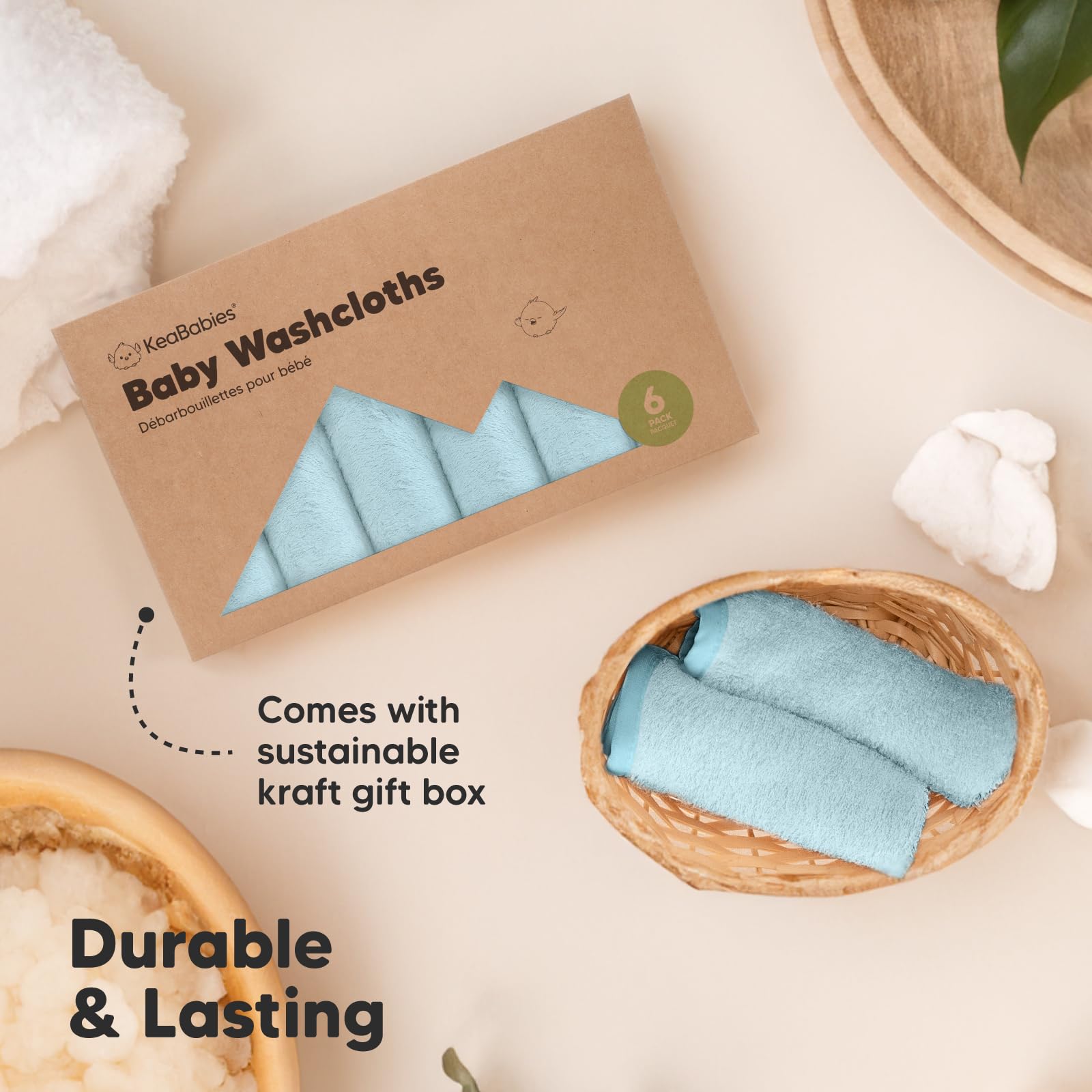 KeaBabies Bravo Blue washcloths are versatile for face cleansing and quick cleanup.