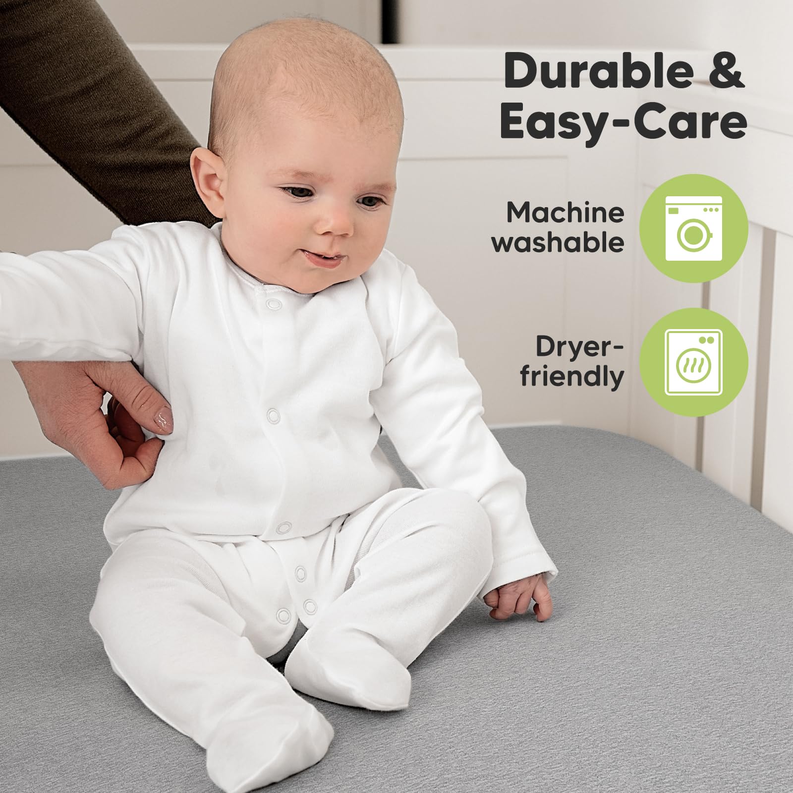 KeaBabies breathable jersey cotton crib sheet providing skin-friendly comfort during naps.