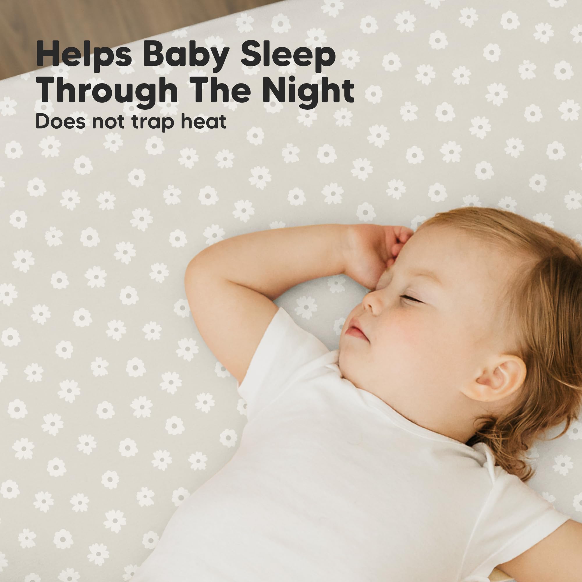 KeaBabies Breathable mini crib sheet Meadow, comfortable for all skin types.