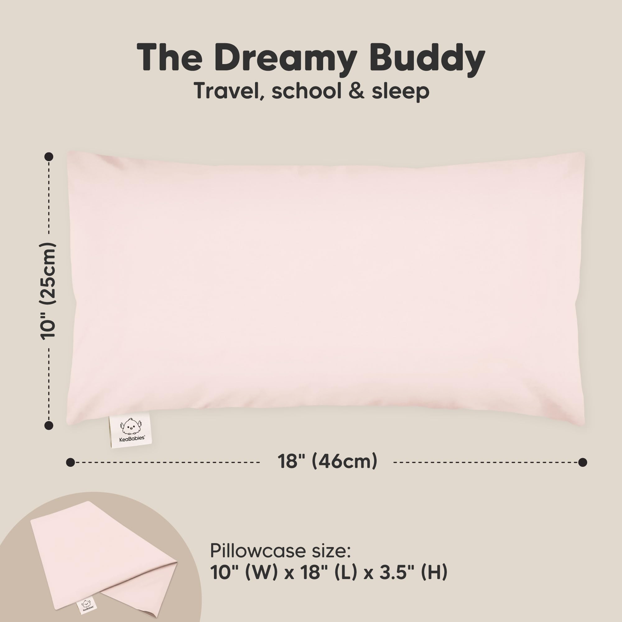 KeaBabies buddy pillow close-up stitching shows durable construction for toddlers