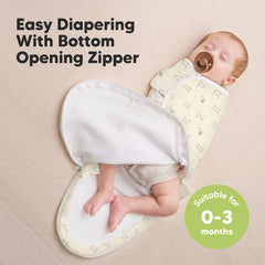 KeaBabies Bumble Bear swaddle back view highlights full coverage and easy-access zipper