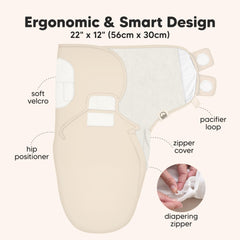 KeaBabies Bumble Bear swaddle zip-up feature shows diaper-change convenience while baby rests