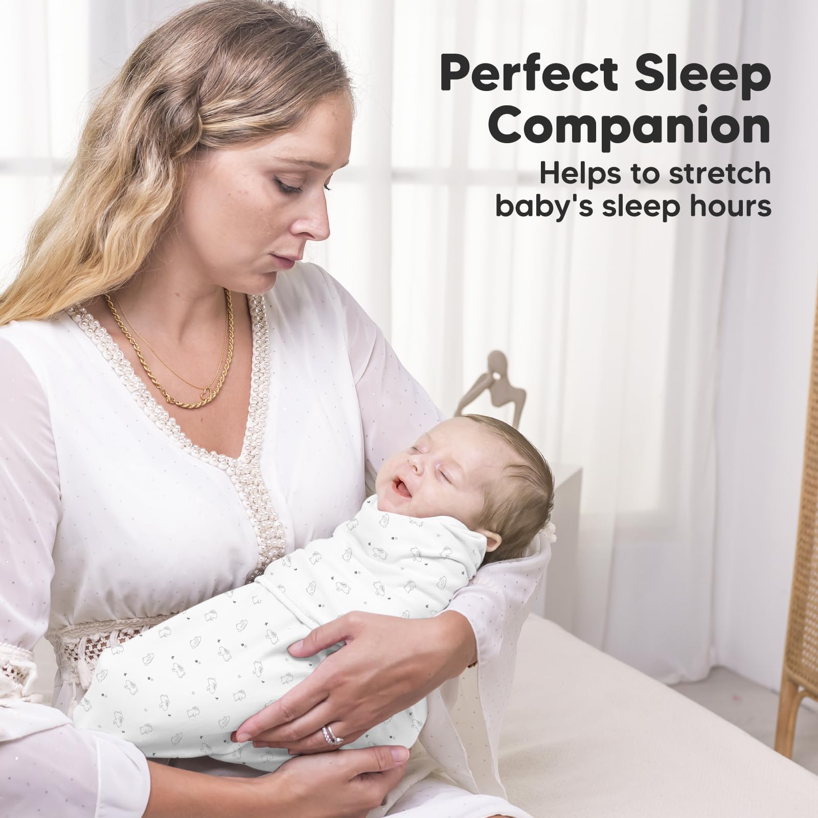 KeaBabies bunny-design 3-pack swaddle set for boys and girls.