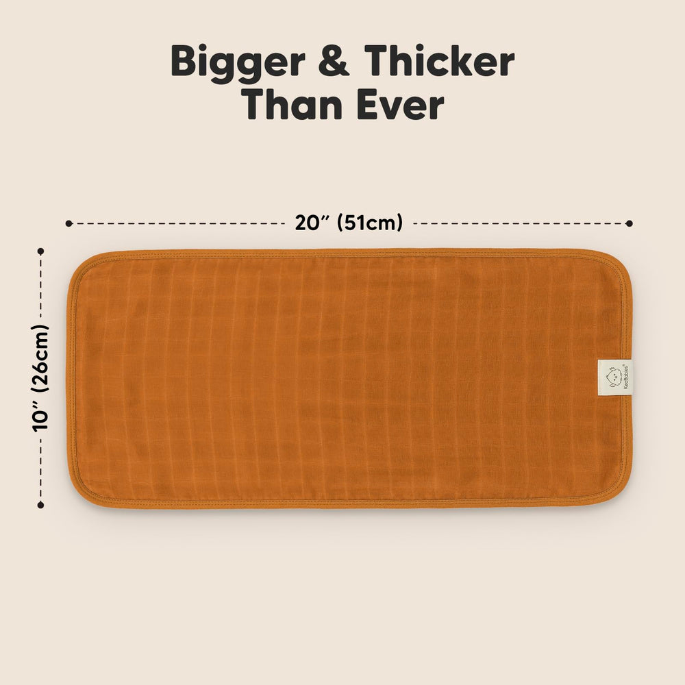 KeaBabies burp cloth 8-layer protection shows absorbency during spit-up moments.