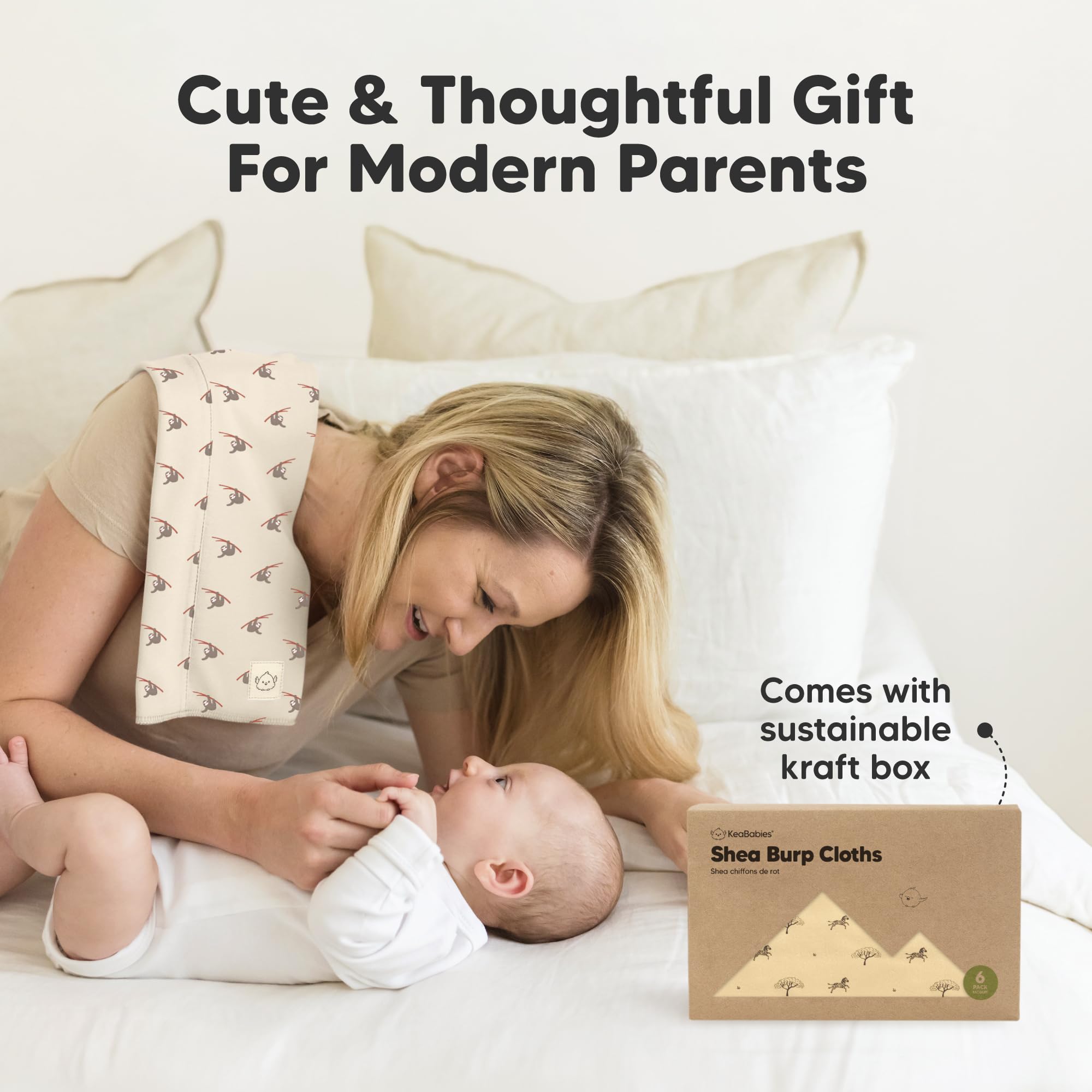 KeaBabies burp cloths gender-neutral design suits baby boys and girls.