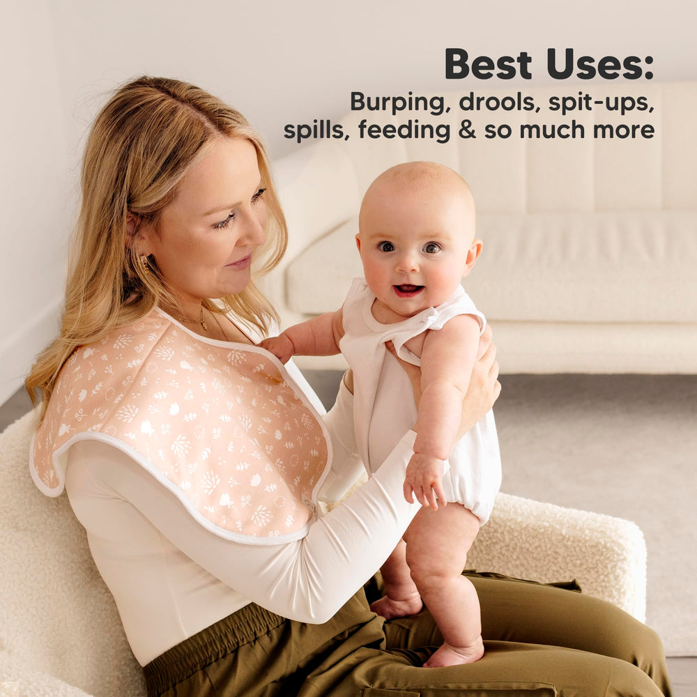 KeaBabies burp cloths with coordinating baby bibs showing a complete feeding set