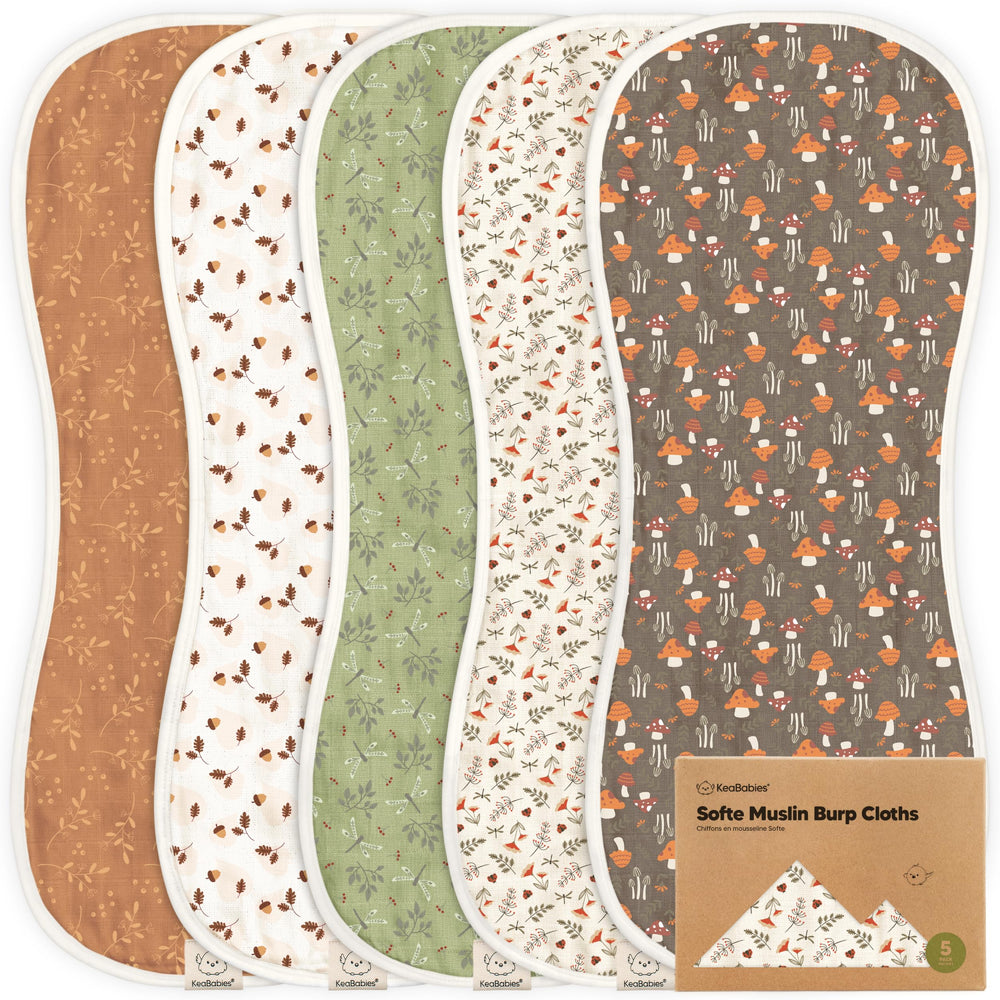 KeaBabies burp cloths folded close-up highlights ultra-absorbent fabric