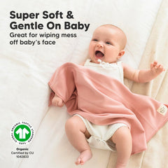 KeaBabies Organic Burp Cloths close-up shows thick double-layer fabric for durability and softness.