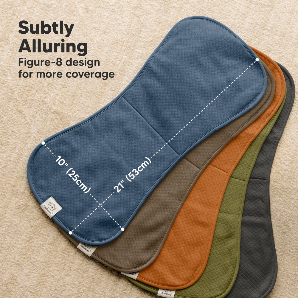 KeaBabies 21x10 inch burp cloth showing large coverage for spills and spit-ups
