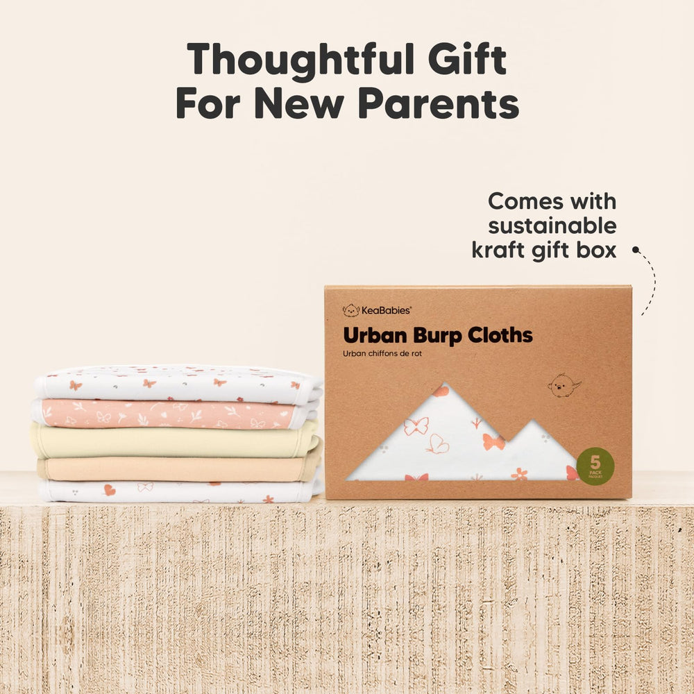 KeaBabies pack includes five burp cloths—convenient baby essential.
