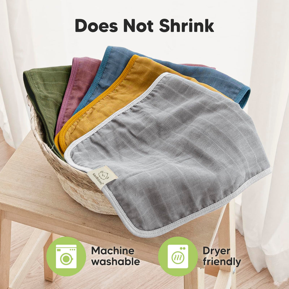 KeaBabies Burp Cloths show spit up coverage for everyday mess management.