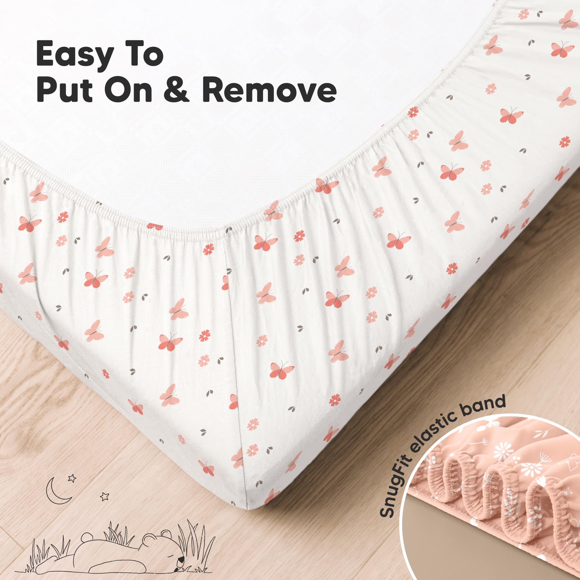 KeaBabies butterflies print crib sheet adds gentle nursery charm.
