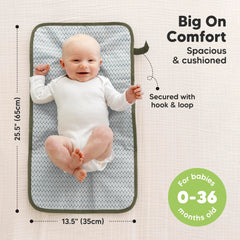 KeaBabies changing pad large area, 25x13 inches, allows comfortable diaper changes.
