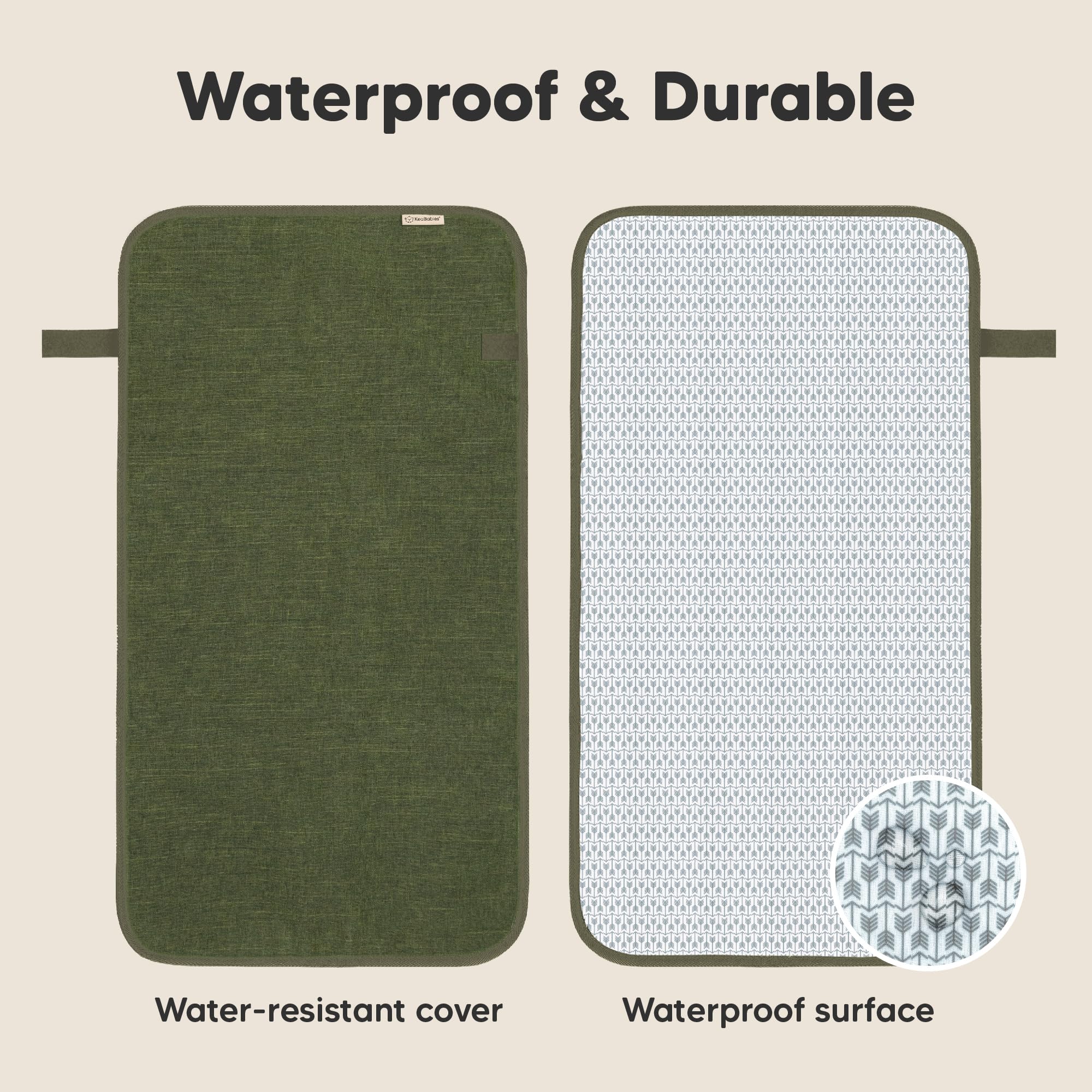 KeaBabies portable changing pad with waterproof surface for easy wipe cleaning.