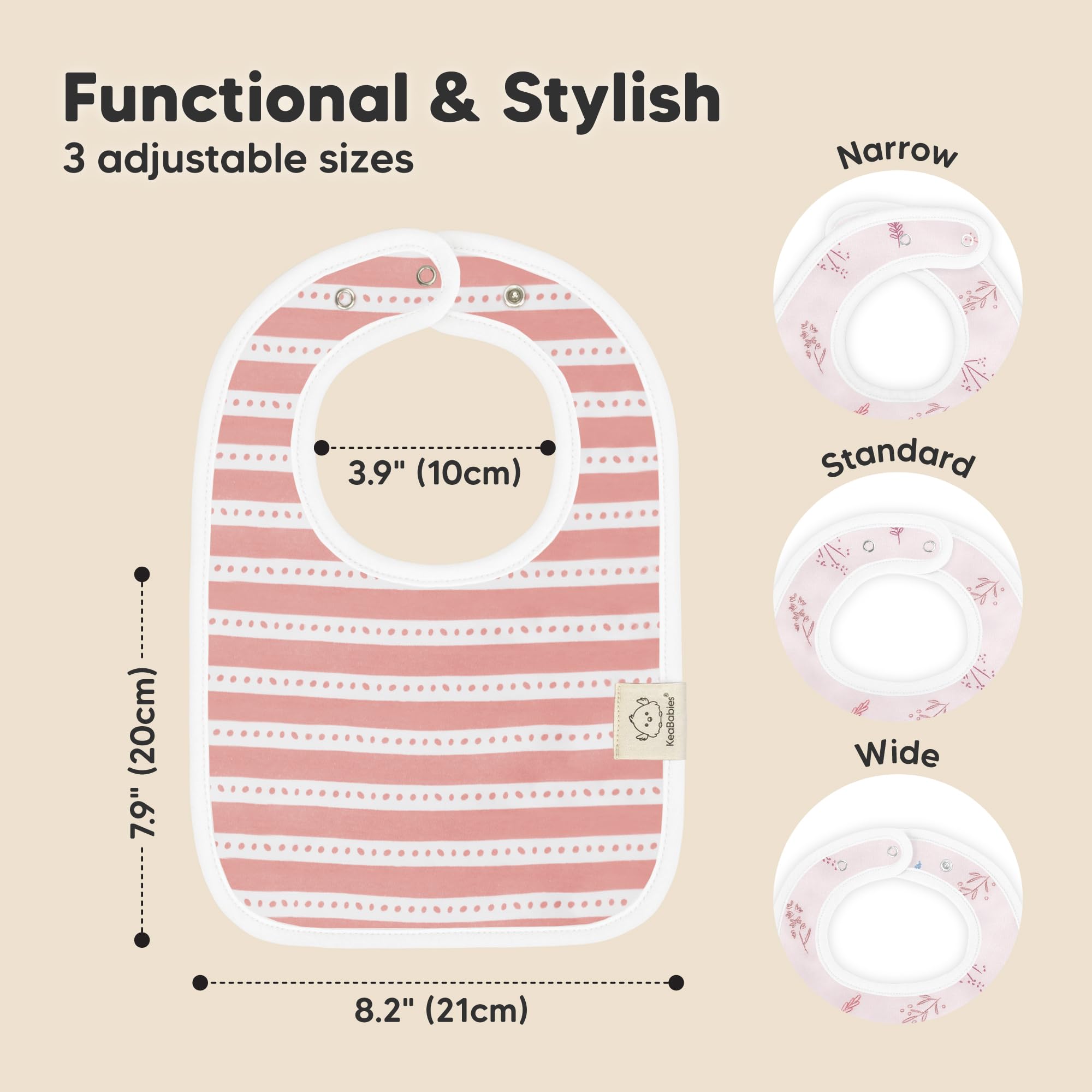KeaBabies Coast Bibs absorbent organic cotton layer locks drool away for busy teething days