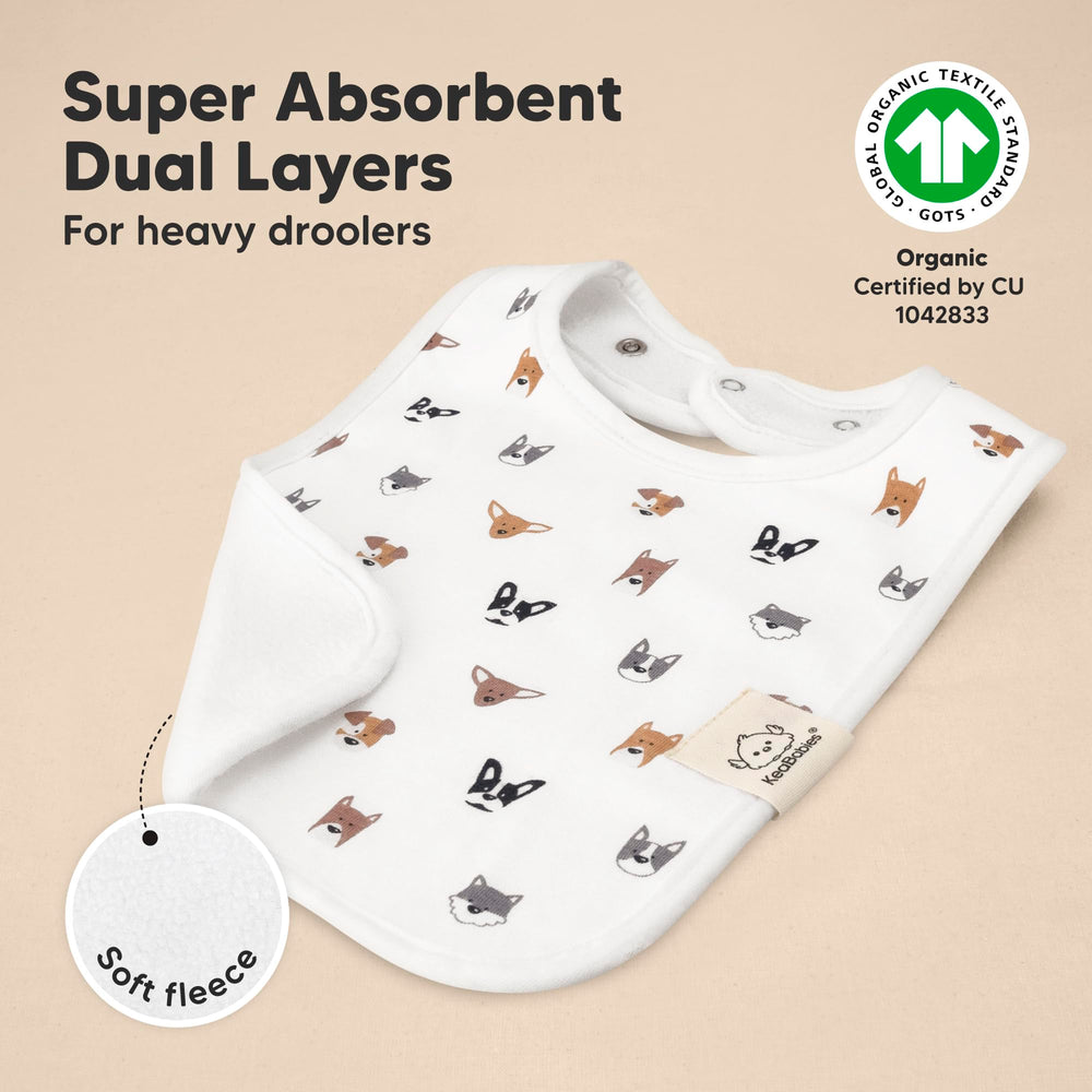 KeaBabies Coast bibs with adjustable nickel-free snaps for secure fit
