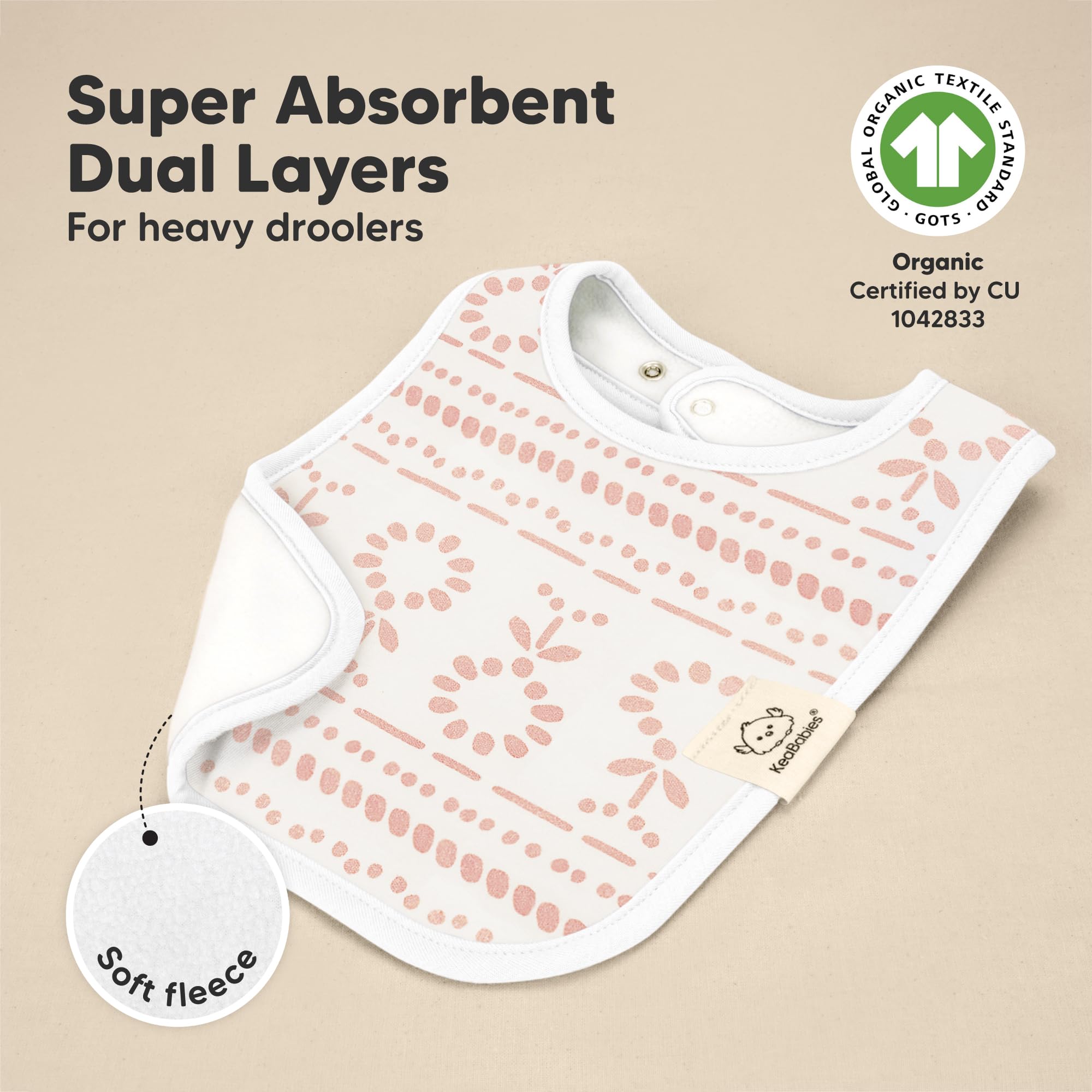 KeaBabies Coast Bibs provide large coverage over the chest for drool and spills