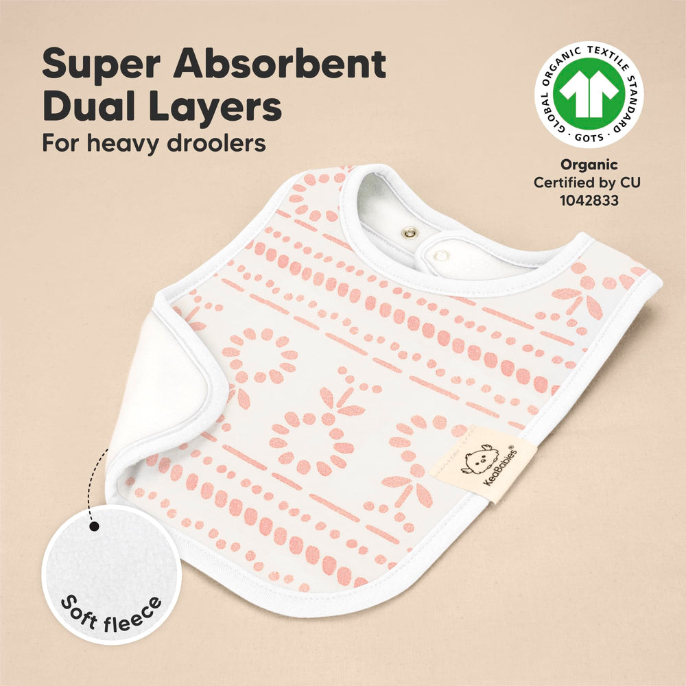 KeaBabies Coast Bibs provide large coverage over the chest for drool and spills