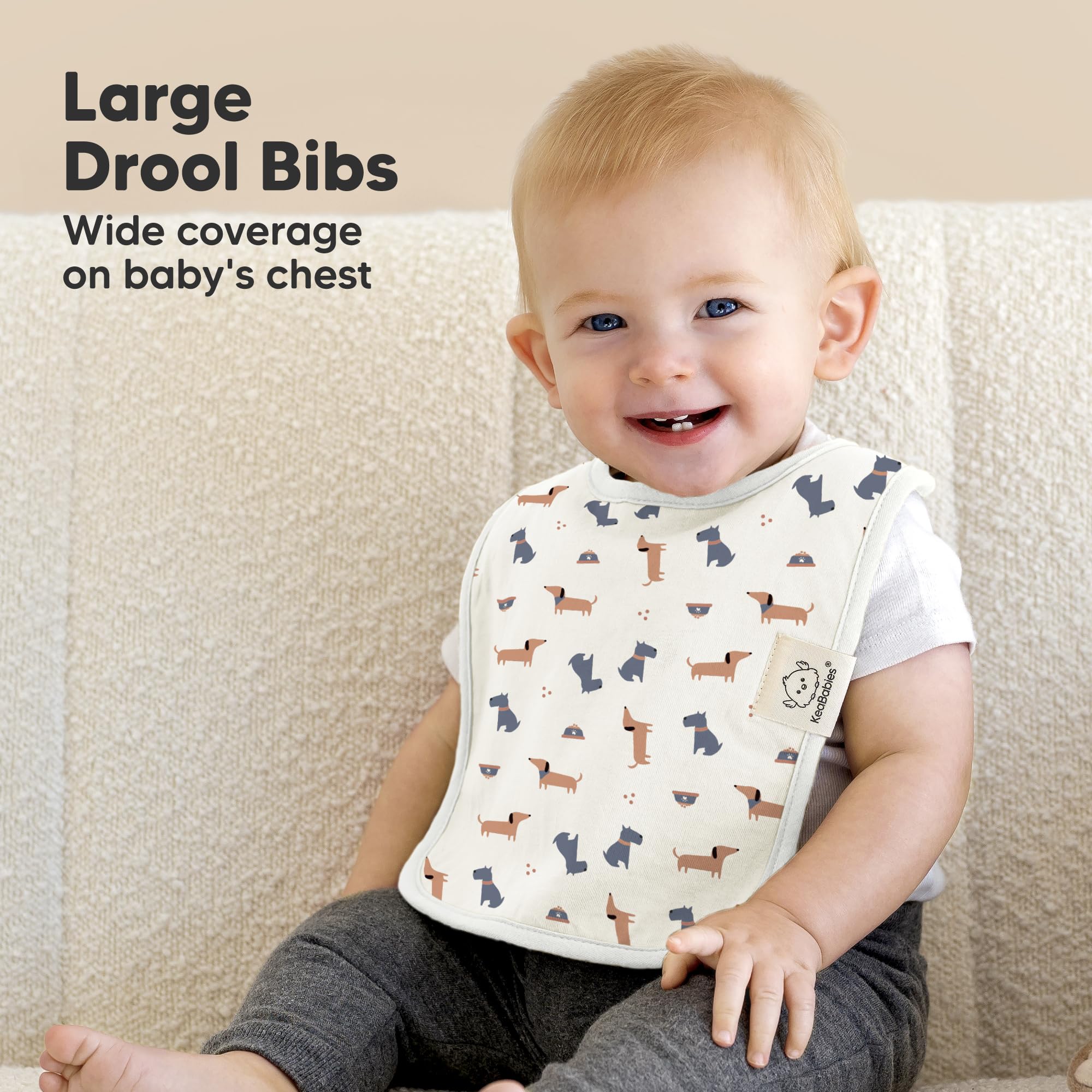 KeaBabies Coast bibs with soft fleece backing for skin comfort