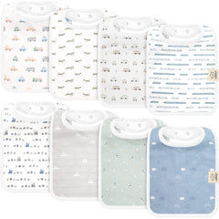 KeaBabies Coast 8-pack unisex bibs protect outfits from everyday drool
