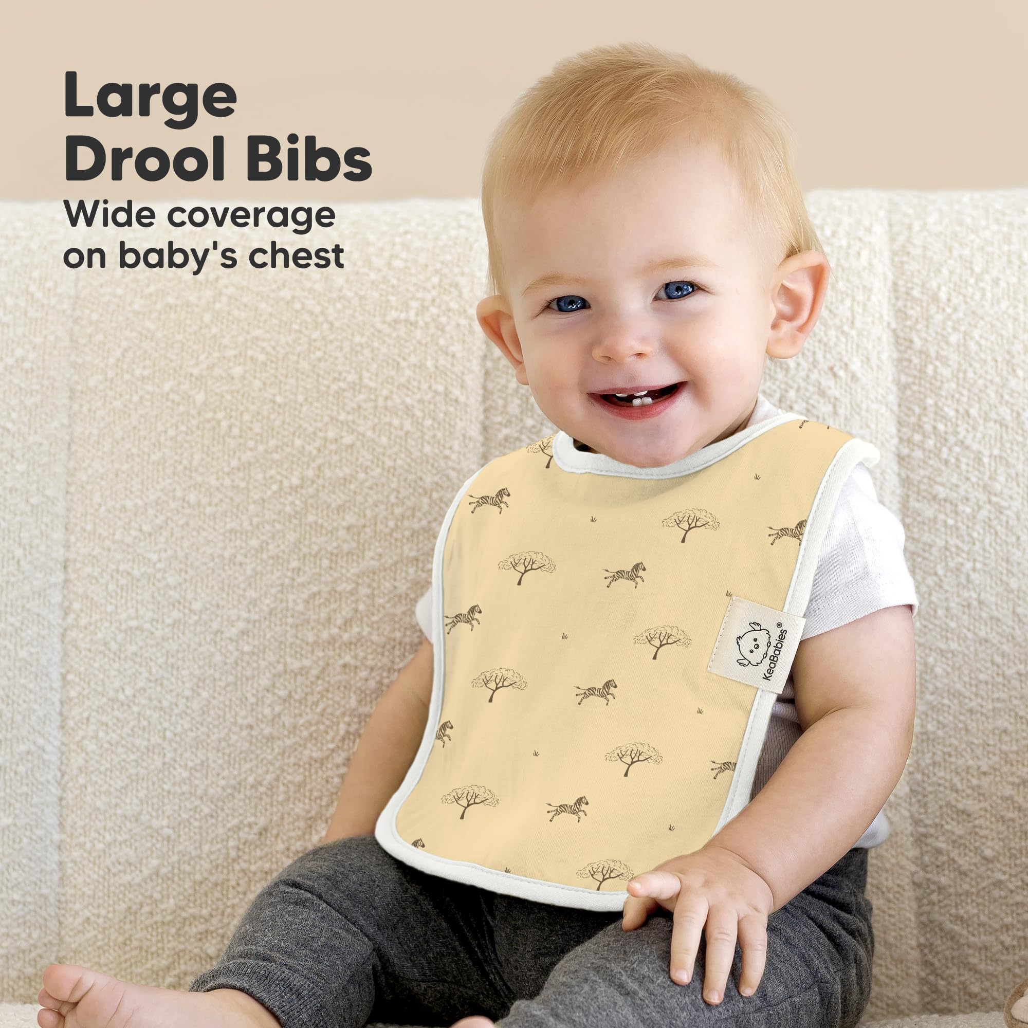 KeaBabies Coast Baby Bibs absorbent layer close-up highlights organic cotton.