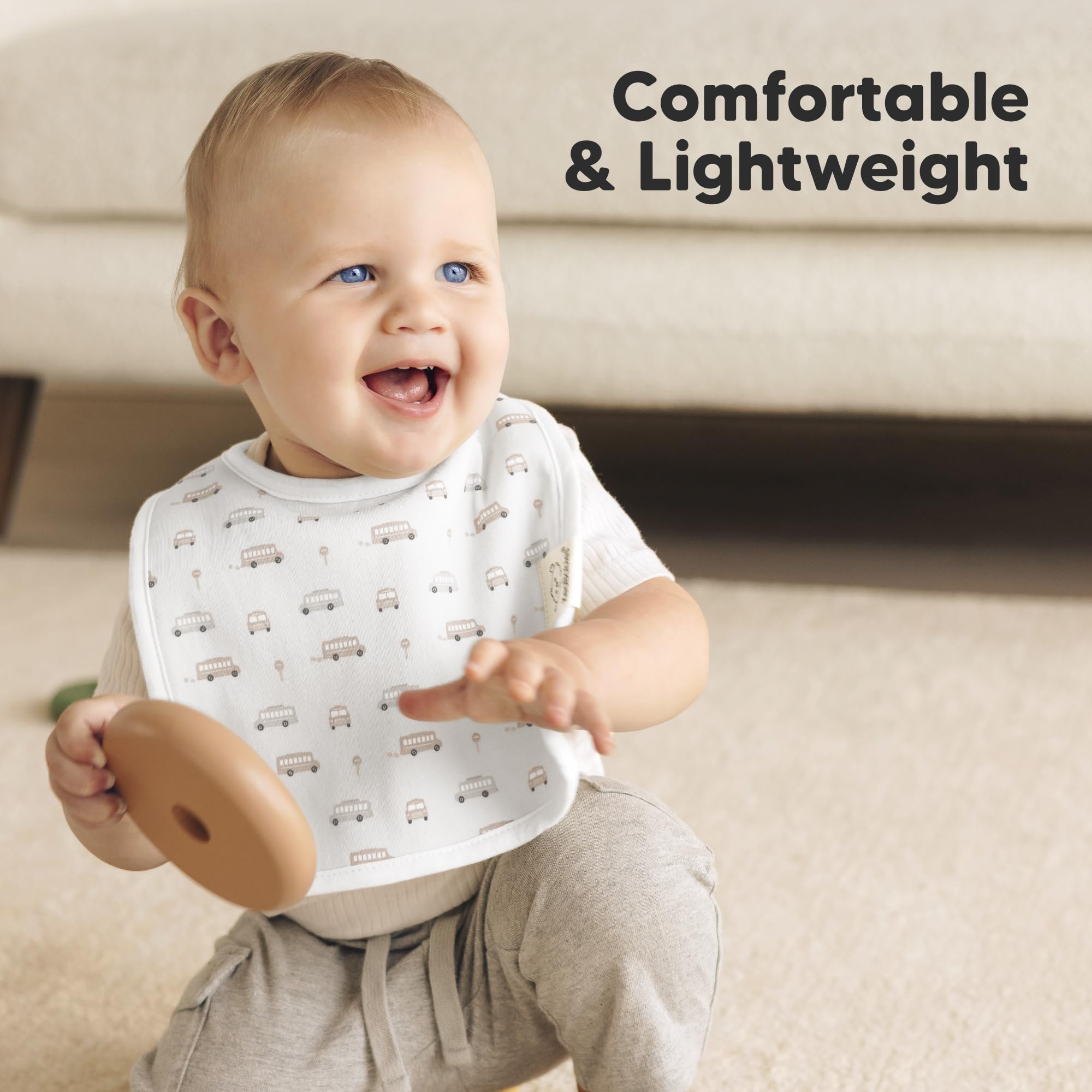 KeaBabies Coast bibs feature adjustable snaps for growing babies