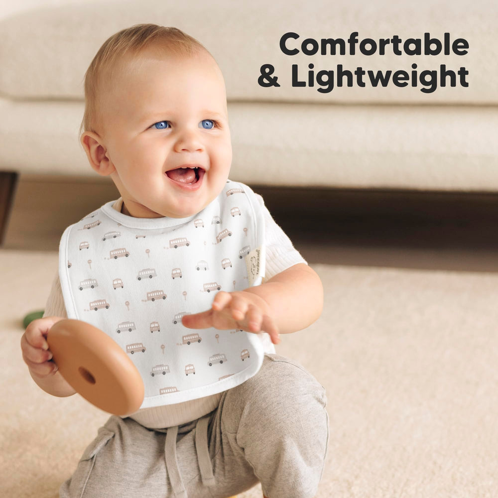 KeaBabies Coast bibs feature adjustable snaps for growing babies