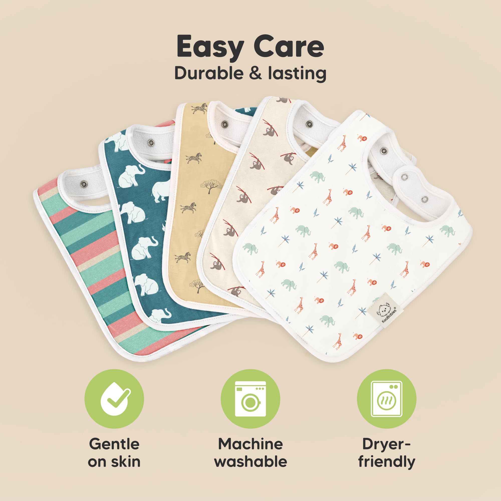 KeaBabies Coast Baby Bibs on baby demonstrate everyday drool protection.
