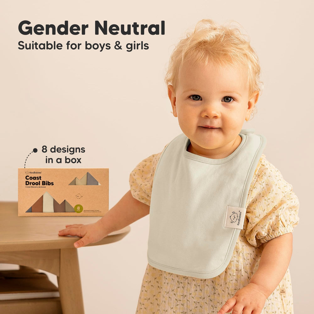 KeaBabies Coast bibs fit newborns to 24 months during drool and meals.