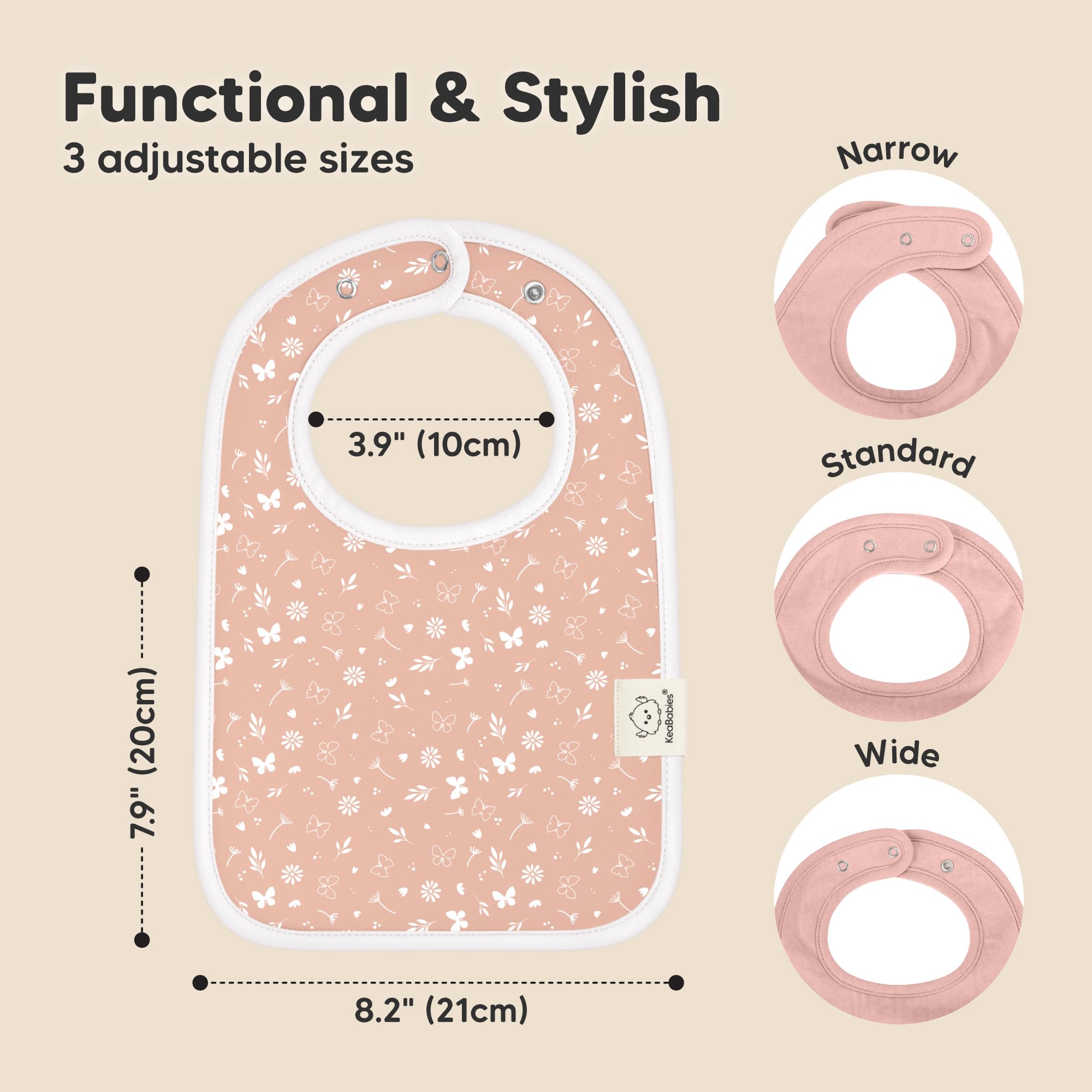 KeaBabies Coast butterfly bibs with soft fleece backing keep outfits dry.