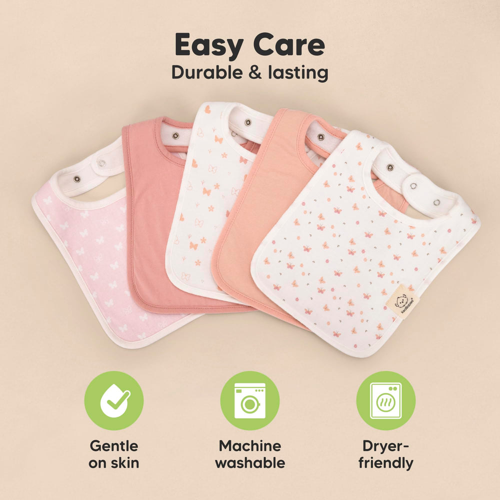 KeaBabies Coast butterfly bibs use GOTS organic cotton for comfort.