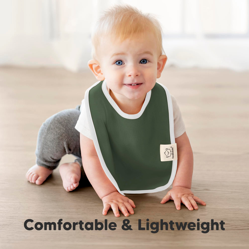 KeaBabies Coast bibs spread to show large chest coverage for mess management