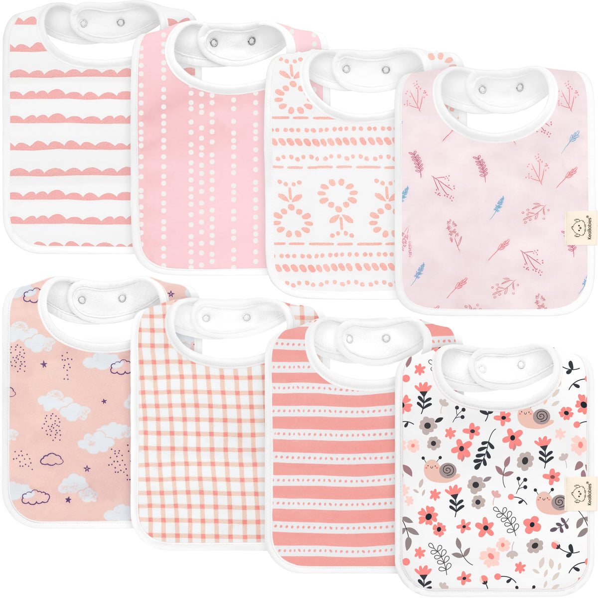 KeaBabies Coast Bibs pack with unisex colors for 0-24 months keeps outfits clean during meals