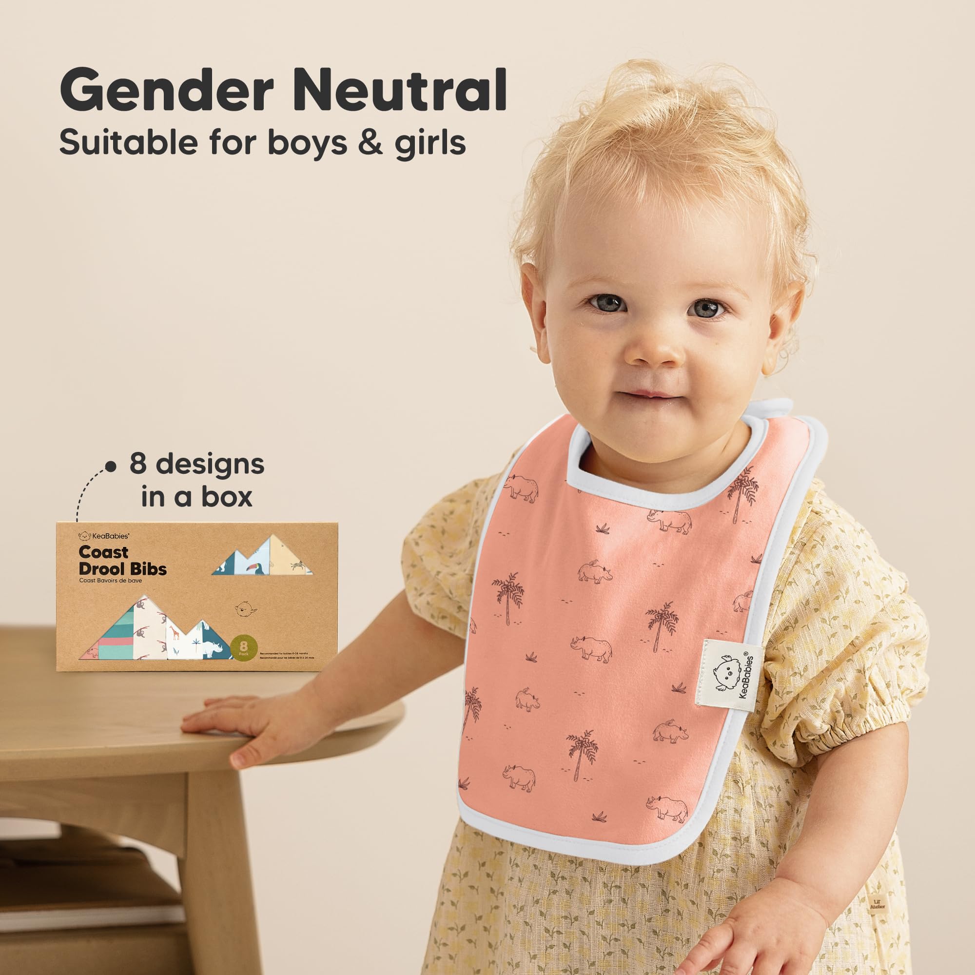 KeaBabies Coast Baby Bibs packaging highlights unboxing appeal.