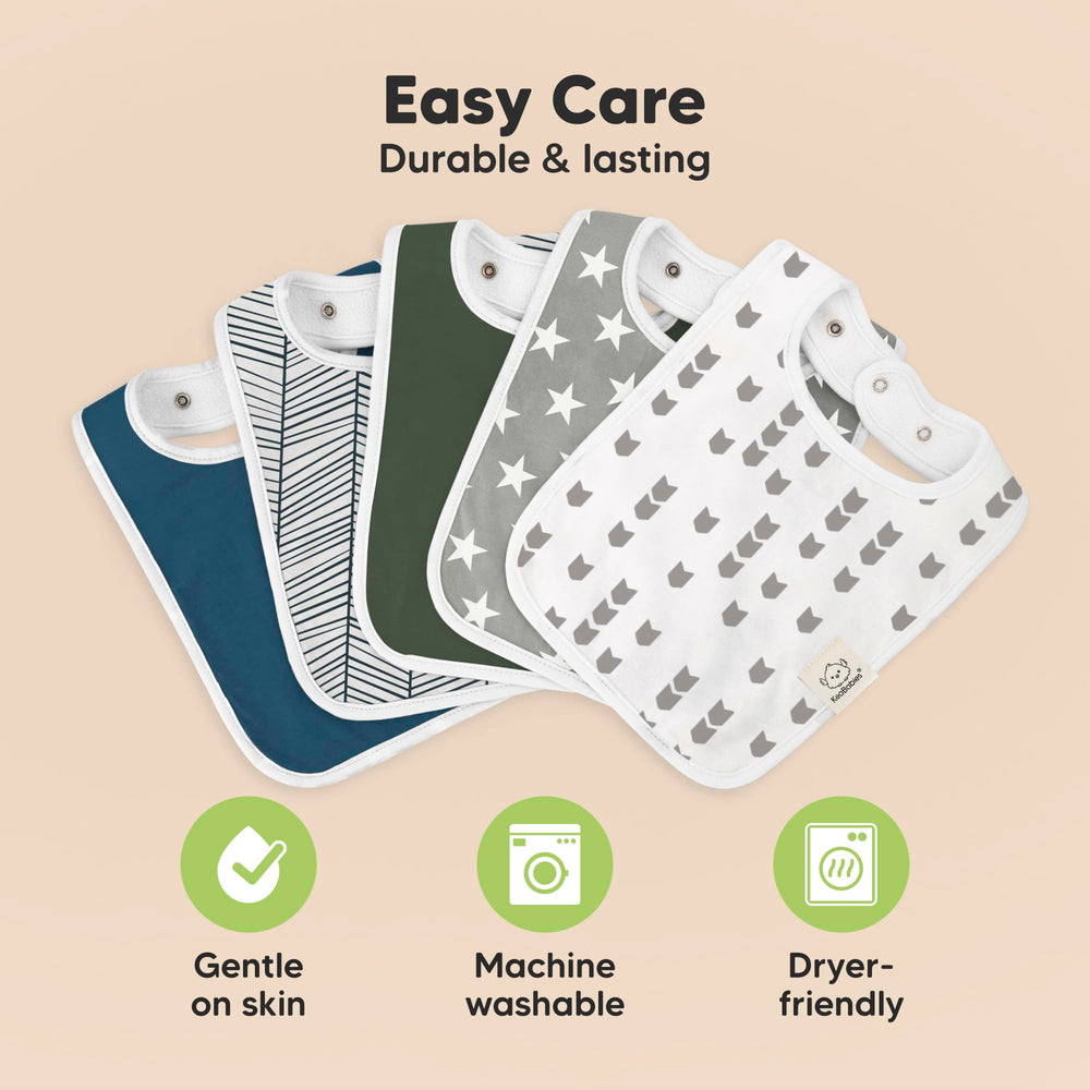 KeaBabies Coast bibs highlighting soft seams for gentle skin contact